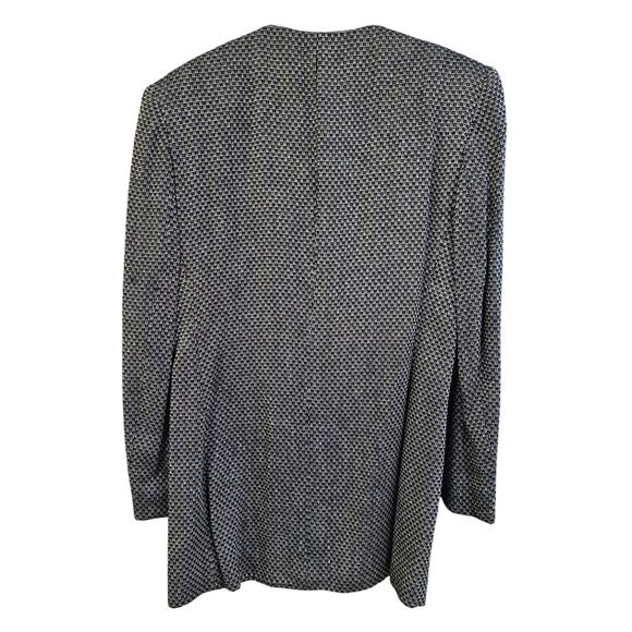 Vintage Jones New York Black Double Breasted Collarless Office Blazer Jacket 6 - Picture 2 of 6